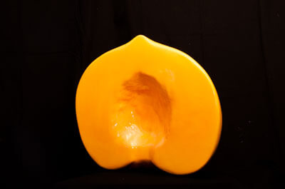 Ficticio de melocotón gigante, réplica de melocotón gigante, imitación de melocotón con caramelo gigante, comida ficticia, imitación de alimentos, alimentos ficticios